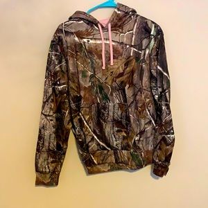 Camo hoodie polyester excellent condition, worn once